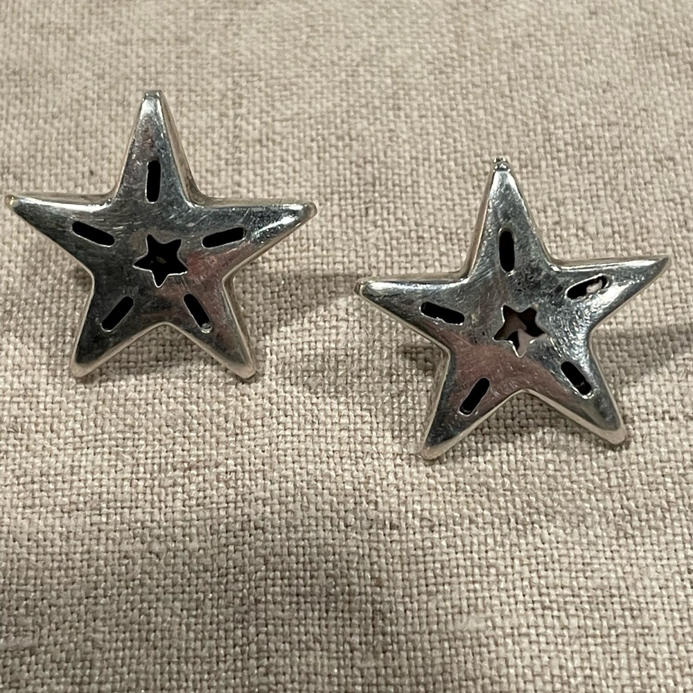925 SILVER STAR PIERCED EARRINGS